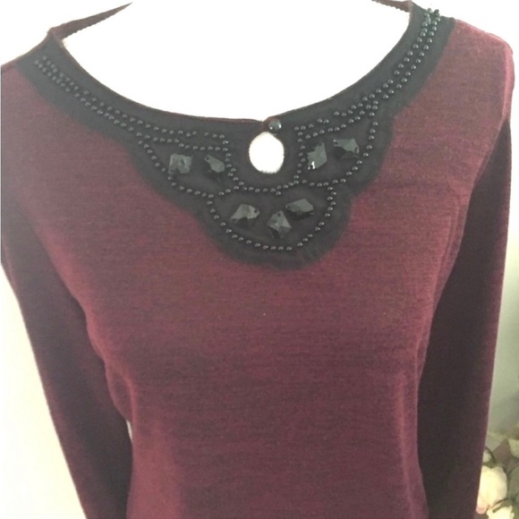 East 5th Embellished Merlot Long Sleeve
Knit Top - Picture 2 of 11